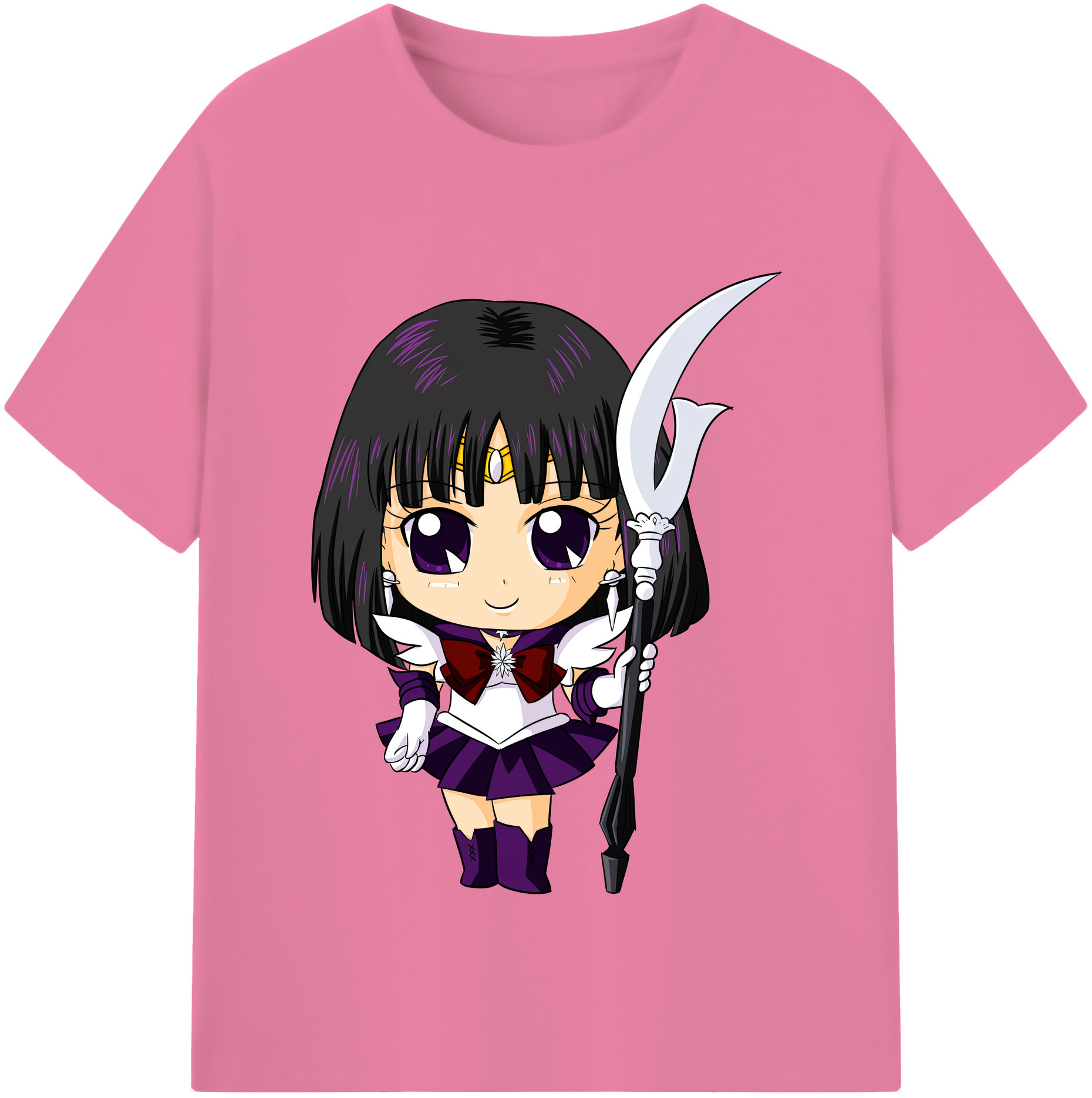 （画像用） 美少女戦士セーラームーン 土萠ほたる Sailor Moon Tomoe Hotaru （セーラーサターン；Sailor Saturn） 綿100％半袖Tシャツ（フロントプリント）